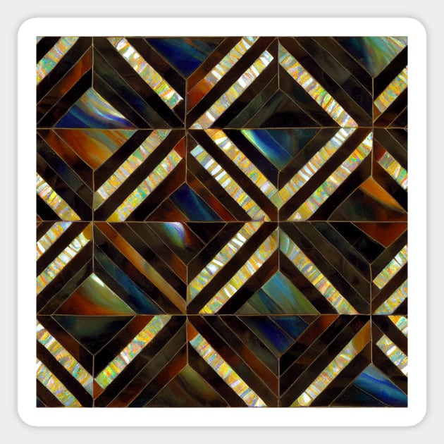 Mother of Pearl and Fire Opal Mosaic Inlay Sticker by JediNeil